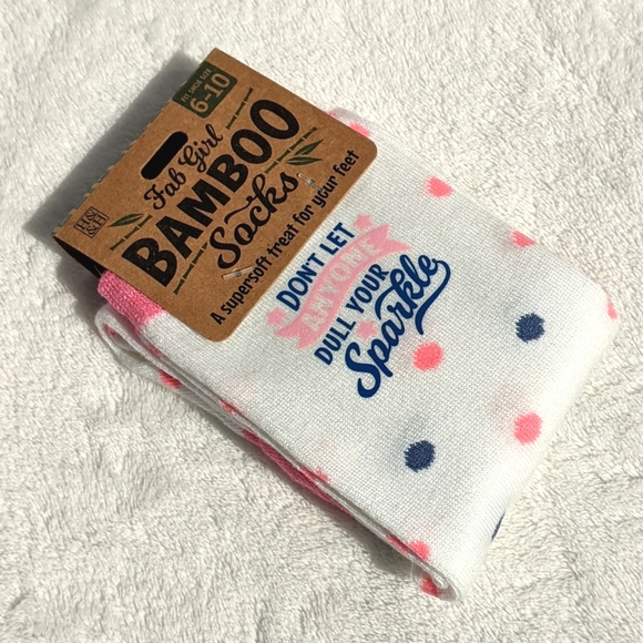 new Bamboo Socks Don't Dull Your Sparkle polkadot pink and blue - Picture 1 of 2